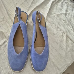 Vaneli Blue Suede Slingback Shoes Sz 10